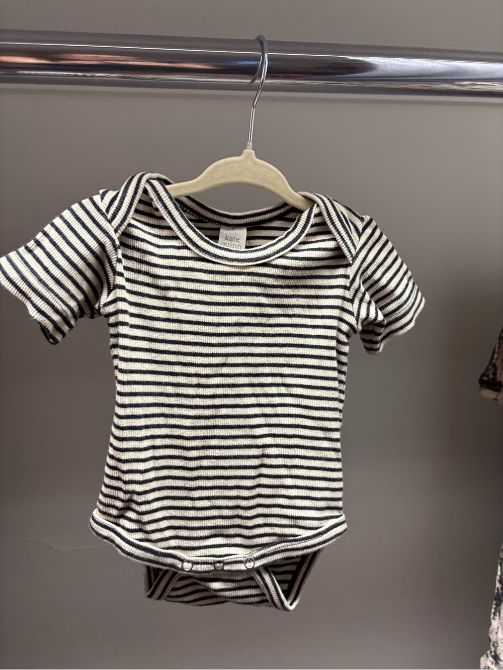 kate quinn Black and White Striped Short-Sleeve Baby Bodysuit